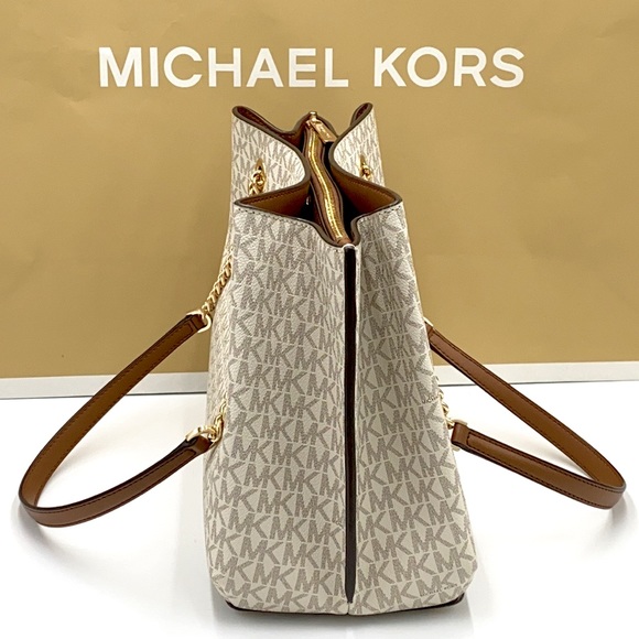 MICHAEL KORS TEAGEN LG LONG DROP SATCHEL VANILLA - Picture 7 of 16